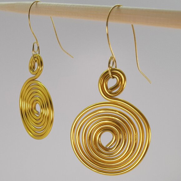 Bold Spiral Dangle Earrings Handcrafted in Canada - Picture 4 of 5